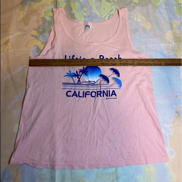 Vintage 80s 1986 California Life’s A Beach Tank Top Medium Made in USA! Miller - Picture 5 of 7